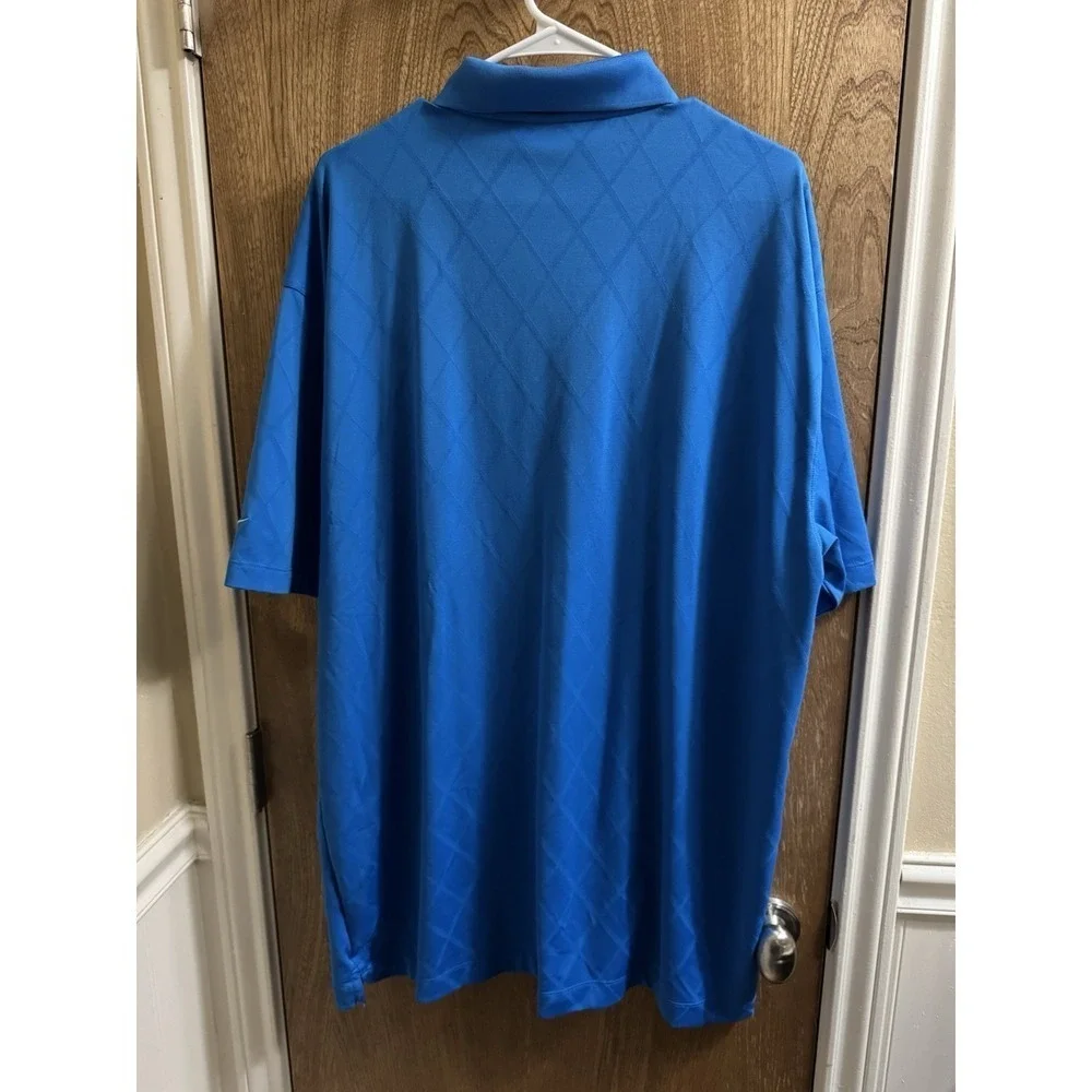 Nike Golf Polo Shirt Mens Size Extra Large XXL Short Sleeve Diamond Pattern Blue